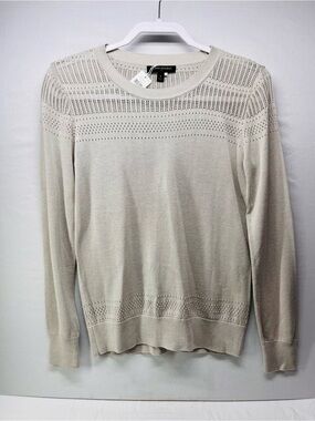 Banana Republic Women’s Cream Open-Stitch Crewneck Sweater